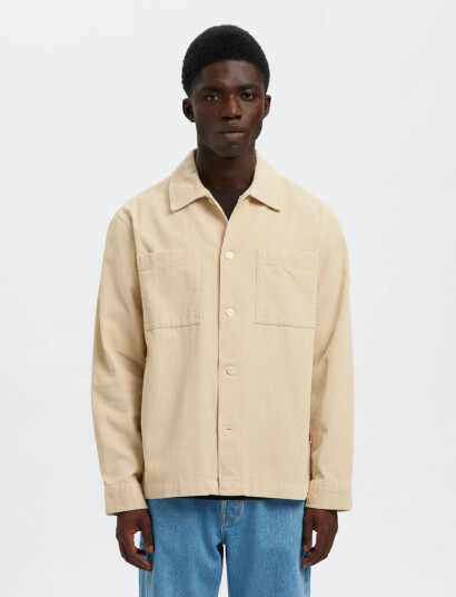 Selected Slhregtate Cord Overshirt - Beige - XXL