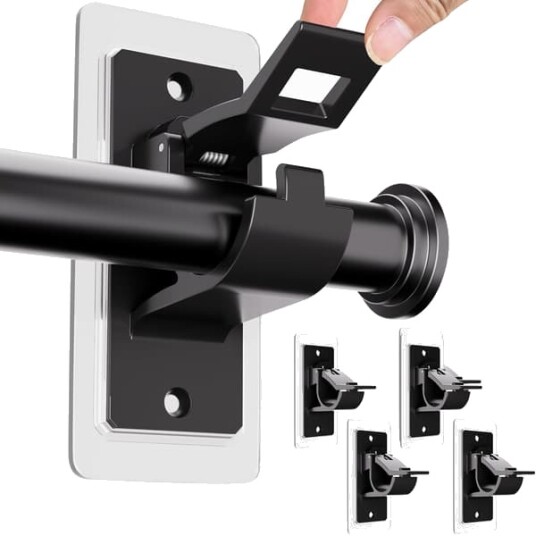 4 pakning selvklebende gardinstangholdere uten boring leievennlige gardinstangfester kraftige gardinstangkroker for 0,5'' til 1,2'' stenger