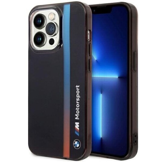 BMW Mobildeksel til iPhone 14 Pro 6,1" IML Tricolor Stripe Svart