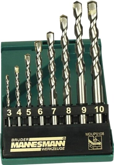 Brüder Mannesmann M54309 Stålspiralbor Sett 3 Mm 4 Mm 5 Mm 6 Mm 7 Mm 8 Mm 9 Mm 10 Mm Sylinderskaft 1 Stk