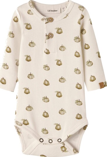 Lil" Atelier Body I/e   NbmGayo   Turtledove/Pumpkin   Lil Atelier   74   Langermet Body Armygrønn Beige Hvit