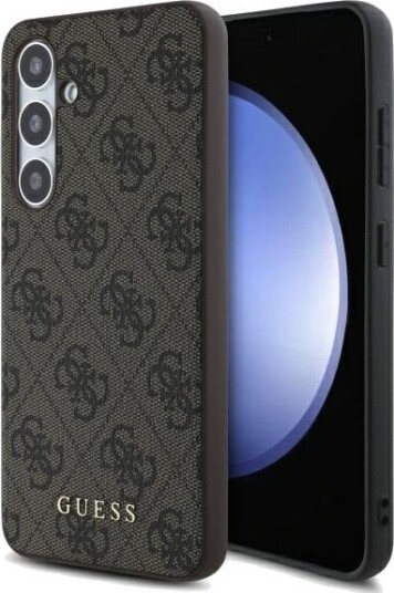 Guess S24 FE brun hardcase med gull-logo til Mobildeksler