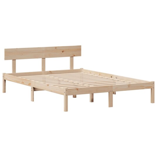 Seng med bokhylle uten madrass 140x200 cm heltre furu 3321774