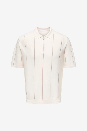 ONLY & SONS Pologenser onsWyler Life Str Reg 14ss Zip Polo Hvit