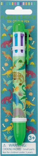 Floss & Rock Click Pen 6 Colour - Dino - GREEN - 16X2X2