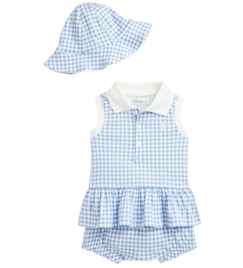 Ralph Lauren Baby Blue Baby Gingham W/ Nevis Shorts Sett 6 mdr