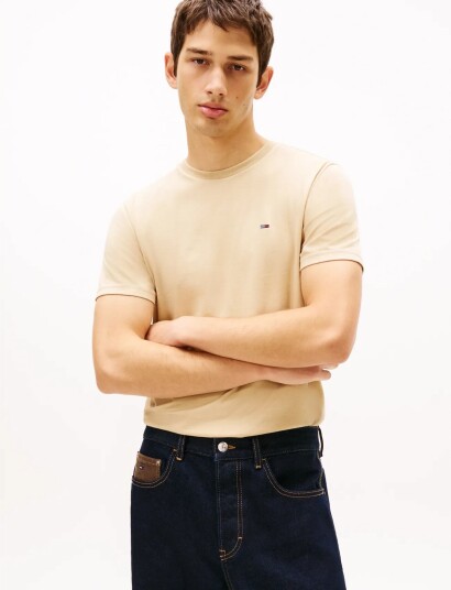 Tommy Jeans Tjm Xslim Jaspe Htr Tee Ext Beige XXL