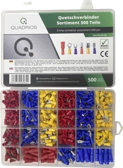 Quadrios 22C424 Krympetilkoblingssett 0,5 Mm² 2,5 Mm² Rød/Blå/Gul 1 Sett