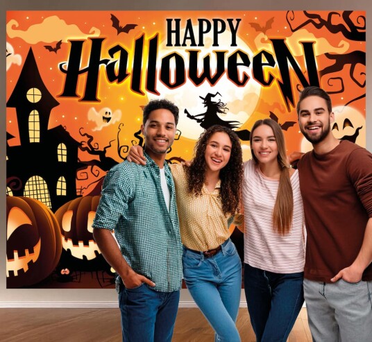 Fiestas Guirca Party Bakgrunn Happy Halloween Stoff 220x150 cm
