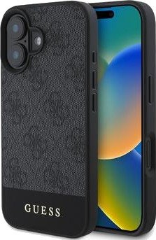 iPhone 16 Guess 4G Stripe Hybrid-deksel - Grå
