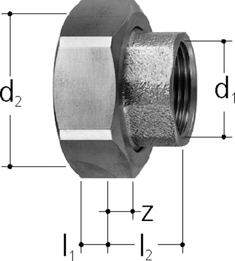 Overgang til JRGUMAT DN25. Materiale bronse. Med 1" muffegjenger