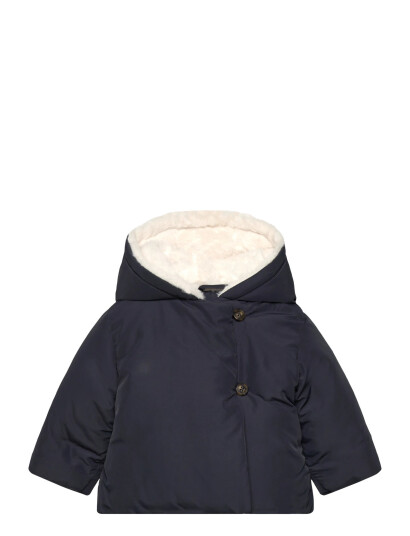 Mango Anorak With Shearling-Effect Hood Navy 6-9M Mango Anorak With Shearling-Effect Hood Navy 6-9M