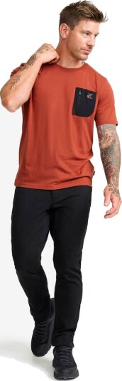 Revolutionrace Herre Overdeler T skjorter Easy Pocket T shirt Herre Rusty Orange 3XL