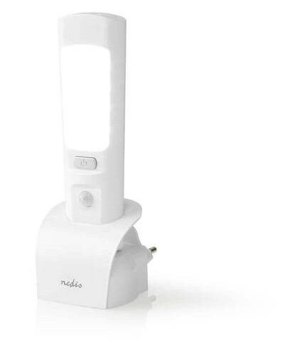 Nedis Orientering LED lys og lommelykt | Nettstrøm drevet | 220 - 240 V AC 50 Hz | 1.3 W | Oppladningsbar | Nominell lysfluks: 37 lm | Lysrekkevidde: 3 m | Strålevinkel: 71 ° | LED fakkel