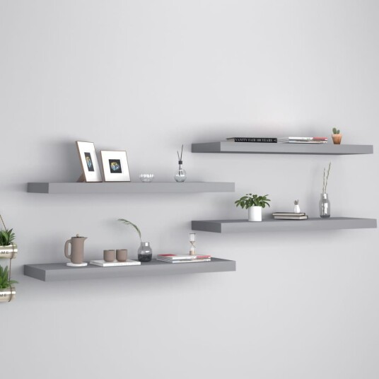 vidaXL Flytende vegghyller 4 stk gr? 80x23,5x3,8 cm MDF