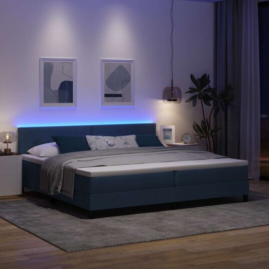 Bokfbok med Madrass og LED Blå 200x200 cm Stoff Bokfbok med Madrass og LED Blå 200x200 cm Stoff