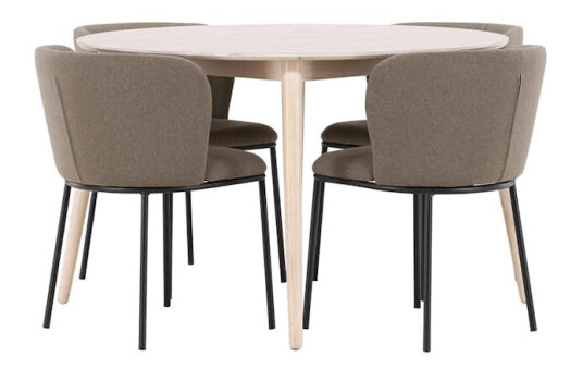 Spisegruppe Venture Home Flora Ø120 cm med 4st Edina Spisestoler