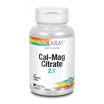 Solaray Cal Mag 2:1 M/D Citrate Veg 90 Kapsler