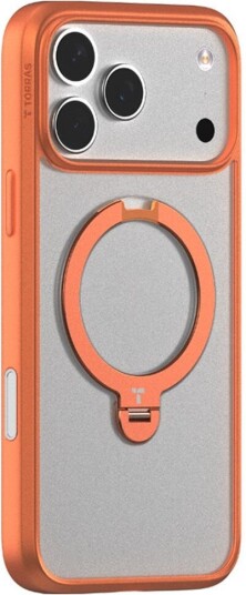 TORRAS iPhone 17 Pro Max Ostand Spin Hybrid Deksel m. Roterende Kickstand MagSafe Kompatibel Oransje