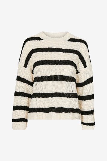 JDY - Genser jdyJusty L/S Stripe Pullover Knt - Hvit