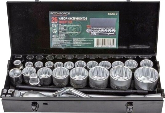 Rockforce Pikknøkkelsett 26 Stk 3/4" 12 Punkt RF 68263 9