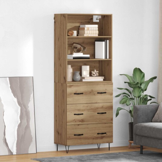 Høyskap med skuff Artisan Eik 69,5 x 34 x 180 cm Konstruert tre