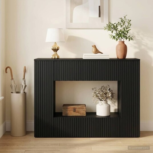 vidaXL Konsollbord Stripete Svart 101 x 29 x 74 cm Konstruert tre