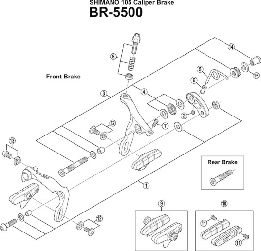 Shimano Pivot Bolt bak 36mm lang til BR-5500