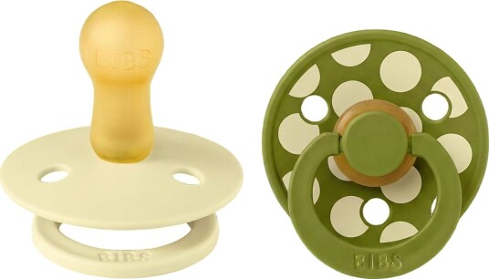 BIBS Studio Colour Smokker Str. 2 Rund 2-pack Luna/Wasab BIBS 6-18 md Smokk Grønn Gul 62-86