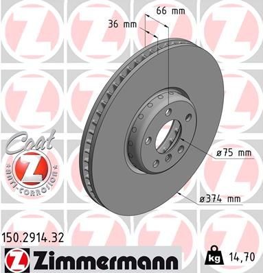 Bremseskive ZIMMERMANN 150.2914.32