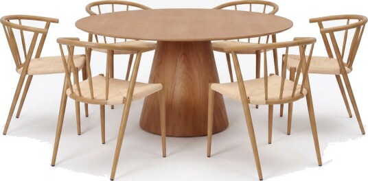Siena spisegruppe rund 150 cm eik med 6 Winston spisestoler - Eik