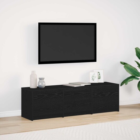  TV skap med LED Svart Eik 140 x 34 x 40 cm Konstruert tre