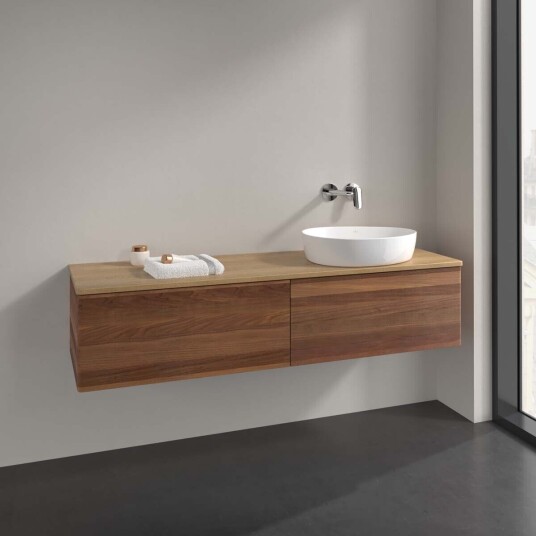 Villeroy & Boch Antao Servantskap med 2 skuffer 160x50x36 cm m/lys Valnøtt/Eik Villeroy & Boch Antao Servantskap med 2 skuffer 160x50x36 cm m/lys Valnøtt/Eik