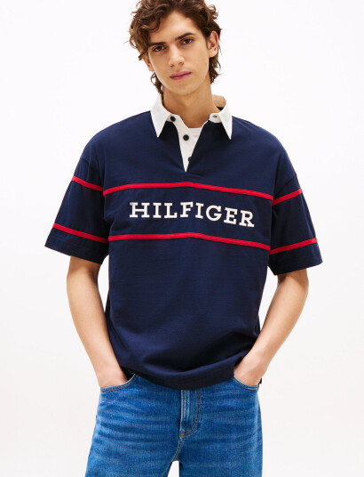 Tommy Hilfiger Americana Colourblock Ss Rugby - Navy - M Tommy Hilfiger Americana Colourblock Ss Rugby - Navy - M
