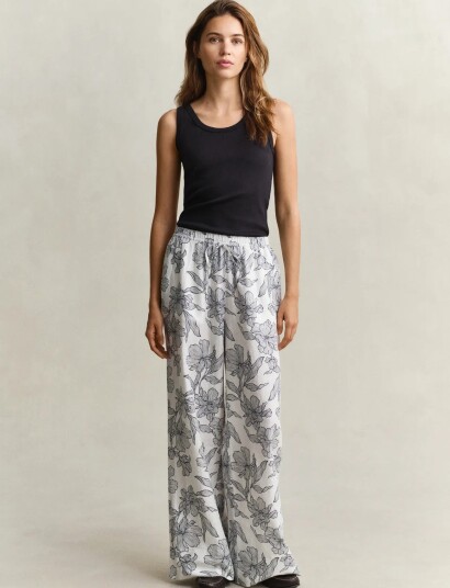 Gant Floral Print Linen Pull On Pants Blue 40