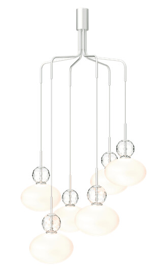 Nuura Rizzatto Cluster 6 Taklampe Sateng Sølv/ Opal