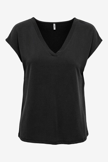 Only - Topp onlFree Life S/S Mod V-neck Top Jrs - Svart