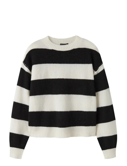 LMTD Nlfbynthe Stripe Ls Short Knit Black 158 164 LMTD Nlfbynthe Stripe Ls Short Knit Black 158 164