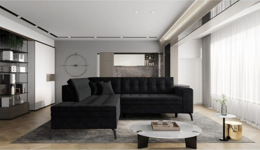 Seksjon Eltap Lanvin 260x210x93 cm Velvetmat 10 Svart Venstre Seksjon Eltap Lanvin 260x210x93 cm Velvetmat 10 Svart Venstre