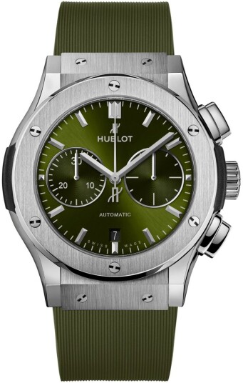 Hublot Herreklokke 521.NX.8970.RX Classic Fusion Grønn/Gummi Ø45 mm Hublot Herreklokke 521.NX.8970.RX Classic Fusion Grønn/Gummi Ø45 mm