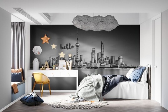 Tapet Urban Skyline Design Tapet Urban Skyline Design