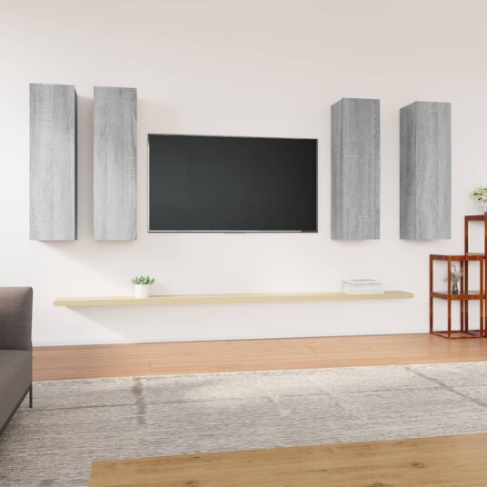 vidaXL TV-benker 4 stk grå sonoma 30,5x30x110 cm konstruert tre 8720287158592