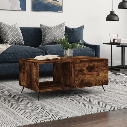 Salongbord røkt eik 90x50x40 cm konstruert tre 8720845441050