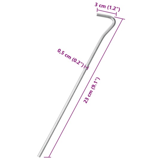 Teltplugger 25 stk 23 cm Ø5 mm galvanisert stål Teltplugger 25 stk 23 cm Ø5 mm galvanisert stål
