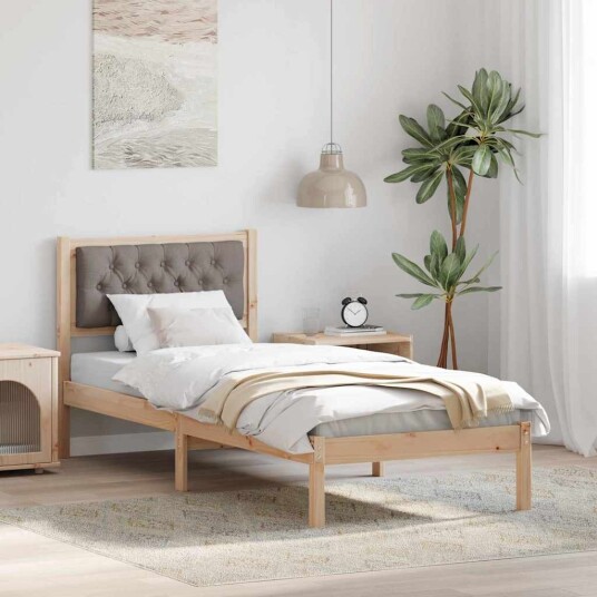  Sengestamme med hodegjerde Gråbrun 90 x 190 cm Massiv furu