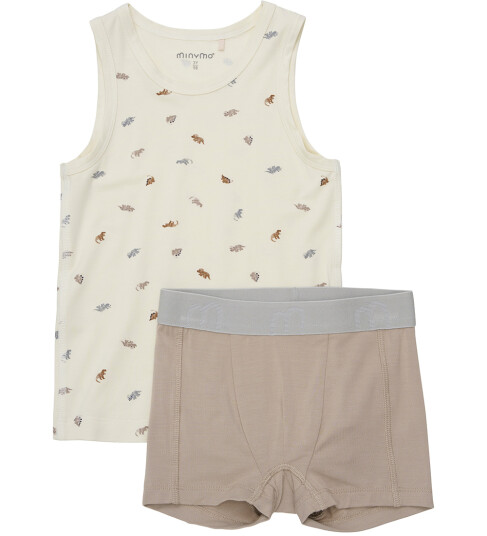 Minymo Undertøy Viskose Tradewinds m. Dinosaurer Minymo 3 år 98 Undertøy Beige Brun