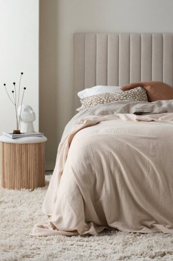 Jotex LILIA sengeteppe - enkeltseng 180x260 cm økologisk Linbeige 1668162-03-24 1668162-02-24
