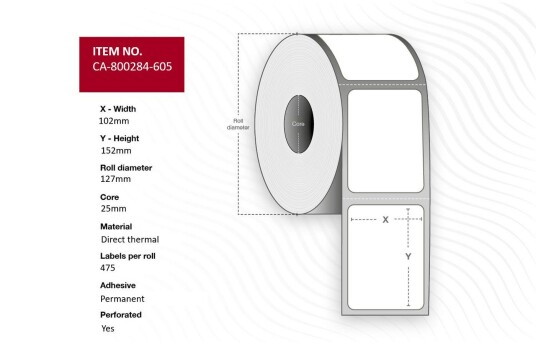 CAPTURE Label 102 x 152mm Core 25mm,