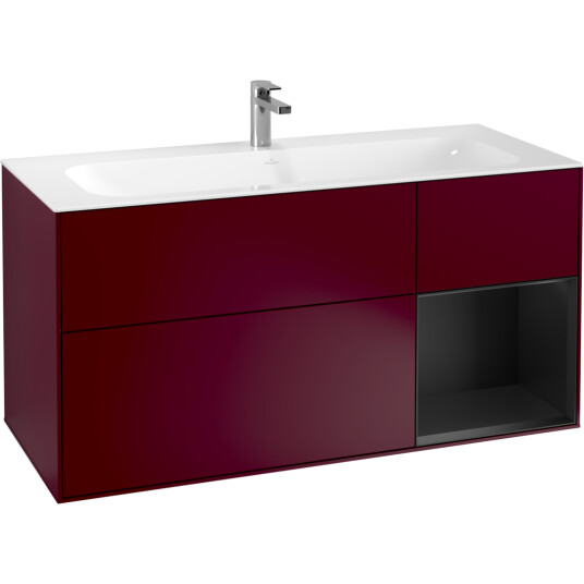 VILLEROY & BOCH FINION SERVANTSKAP 120 PEON MATT LAKK EMOTION-LYS, HØYRESTILT SVART MATT HYLLE