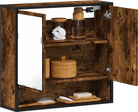 vidaXL Baderomsskap med speil røkt eik 65x20x60 cm konstruert tre vidaXL Baderomsskap med speil røkt eik 65x20x60 cm konstruert tre